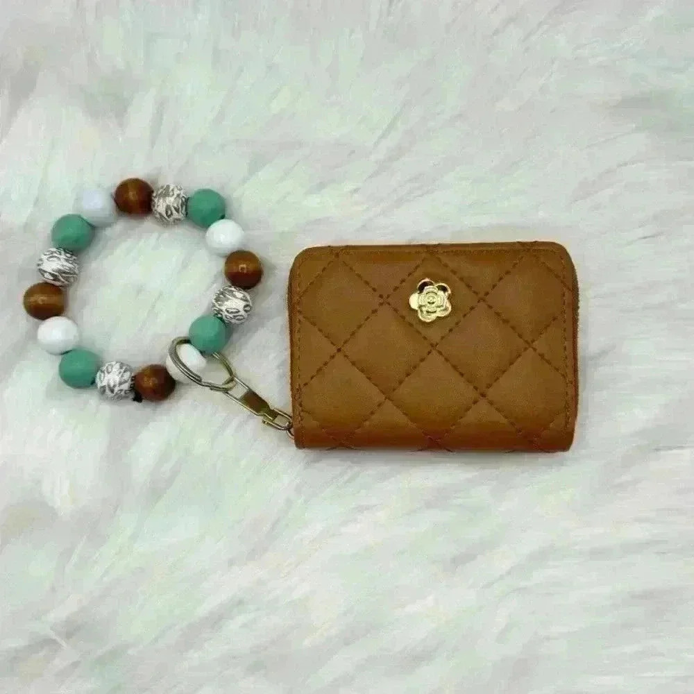 Brown Faux Leather Card Wristlet Wallet - Picture 6 of 6